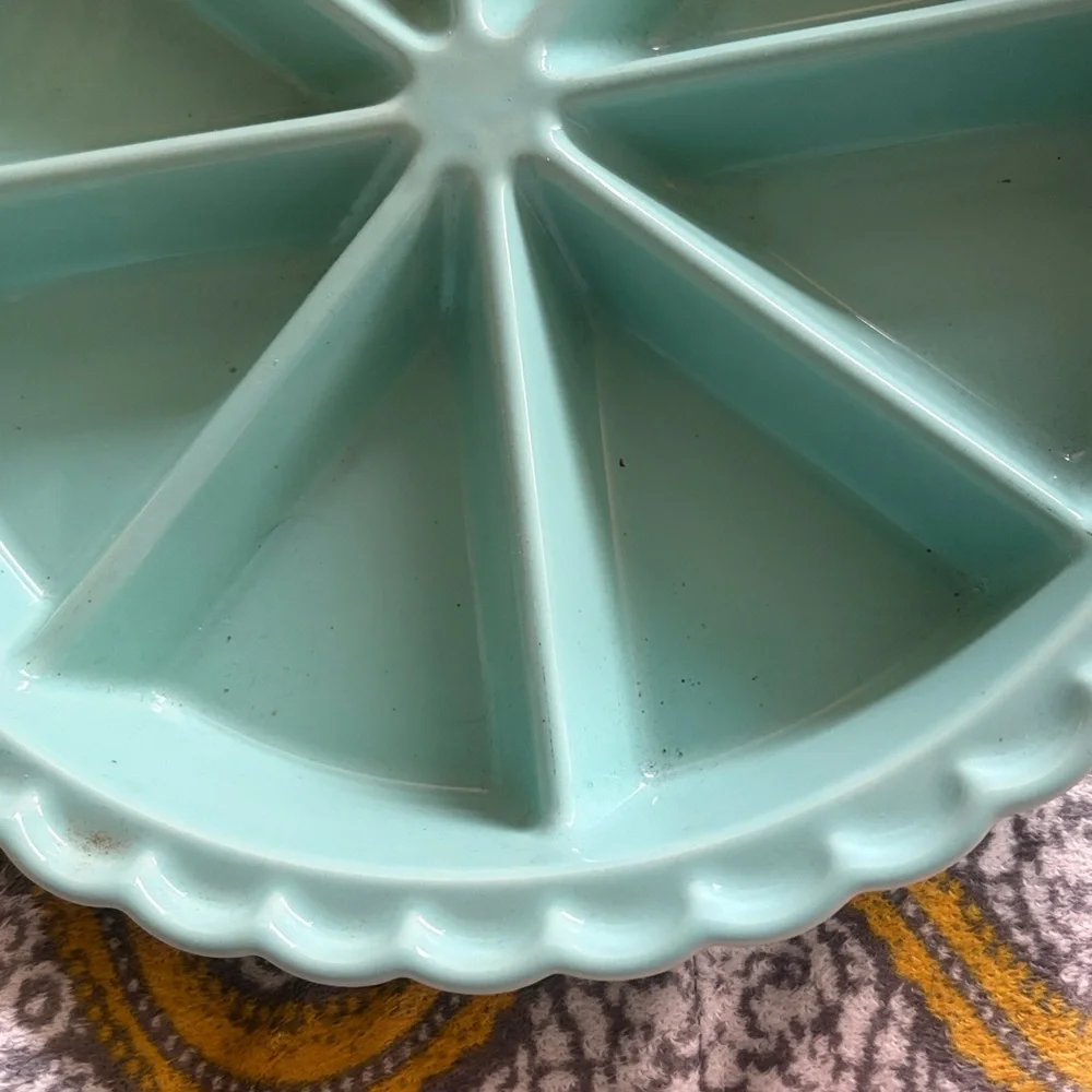 World Market Bisque Divided Pie Plate Quiche Tart Scone Cookie Bars Turquoise 11